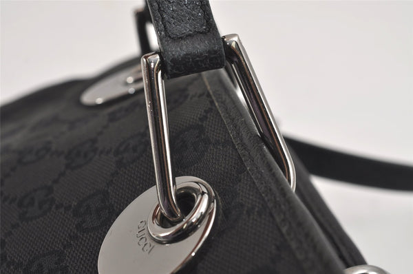 Authentic GUCCI Eclipse Hand Tote Bag Purse GG Canvas Leather 120844 Black 1997J