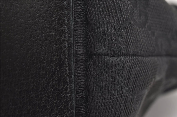 Authentic GUCCI Eclipse Hand Tote Bag Purse GG Canvas Leather 120844 Black 1997J