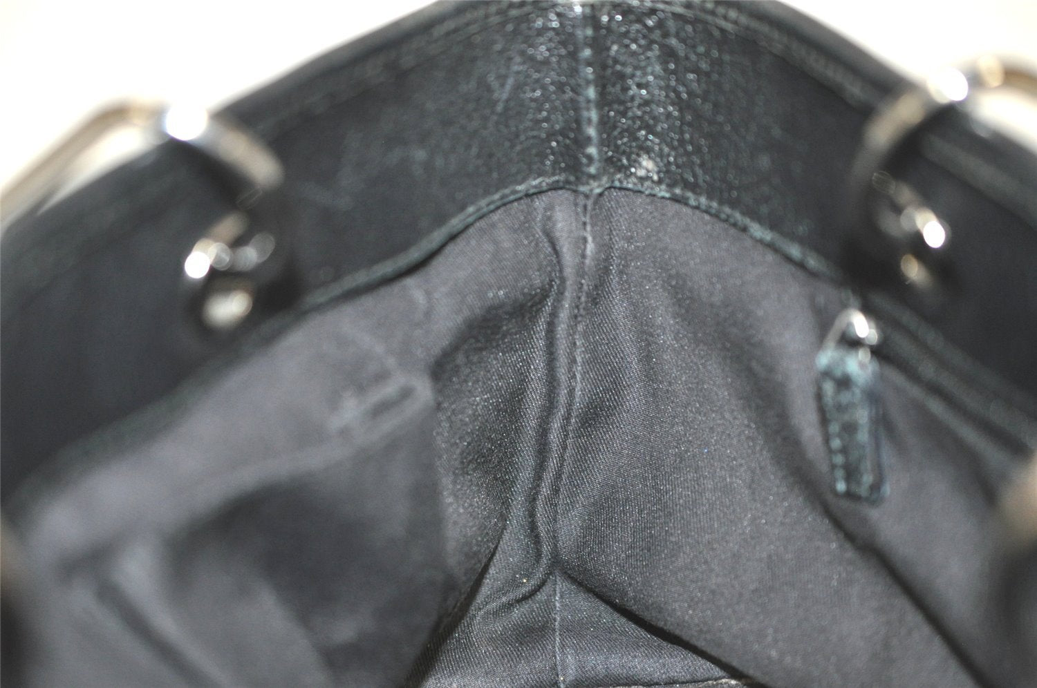 Authentic GUCCI Eclipse Hand Tote Bag Purse GG Canvas Leather 120844 Black 1997J