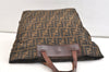 Authentic FENDI Vintage Zucca Folding Tote Hand Bag Nylon Leather Brown 1998K