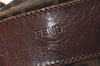 Authentic FENDI Vintage Zucca Folding Tote Hand Bag Nylon Leather Brown 1998K