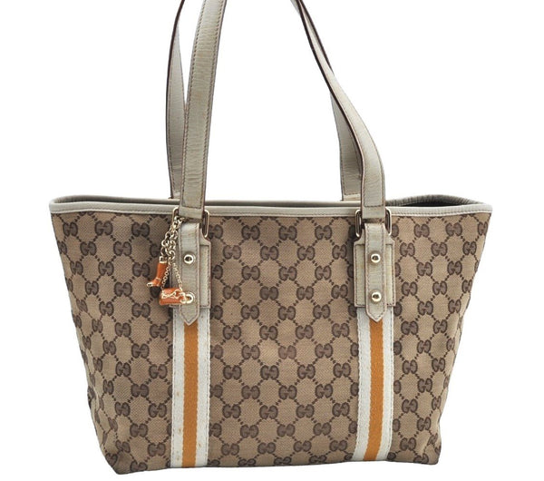 Authentic GUCCI Sherry Line Tote Bag GG Canvas Leather 137396 Brown 2000H