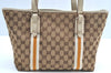 Authentic GUCCI Sherry Line Tote Bag GG Canvas Leather 137396 Brown 2000H