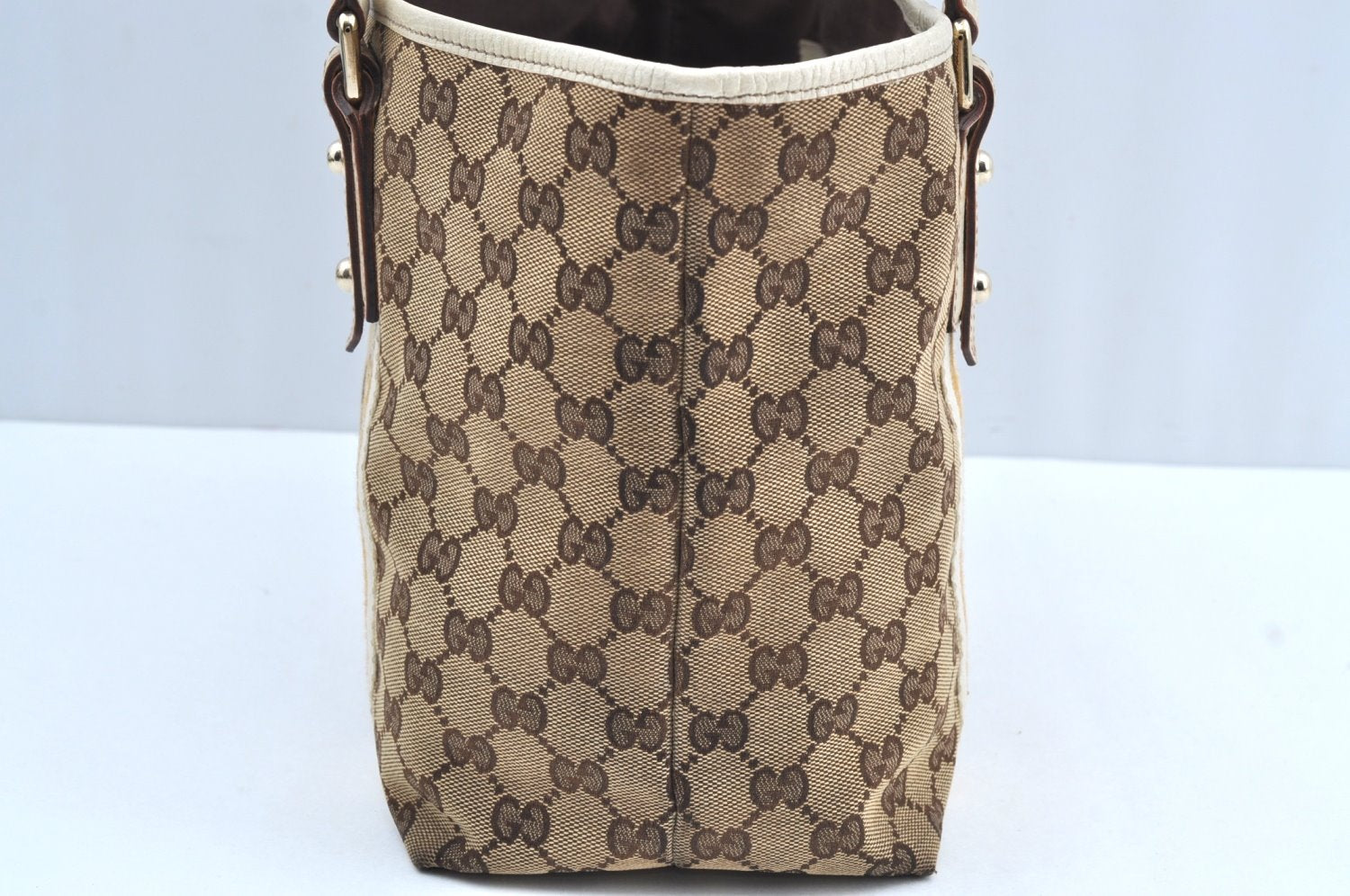 Authentic GUCCI Sherry Line Tote Bag GG Canvas Leather 137396 Brown 2000H