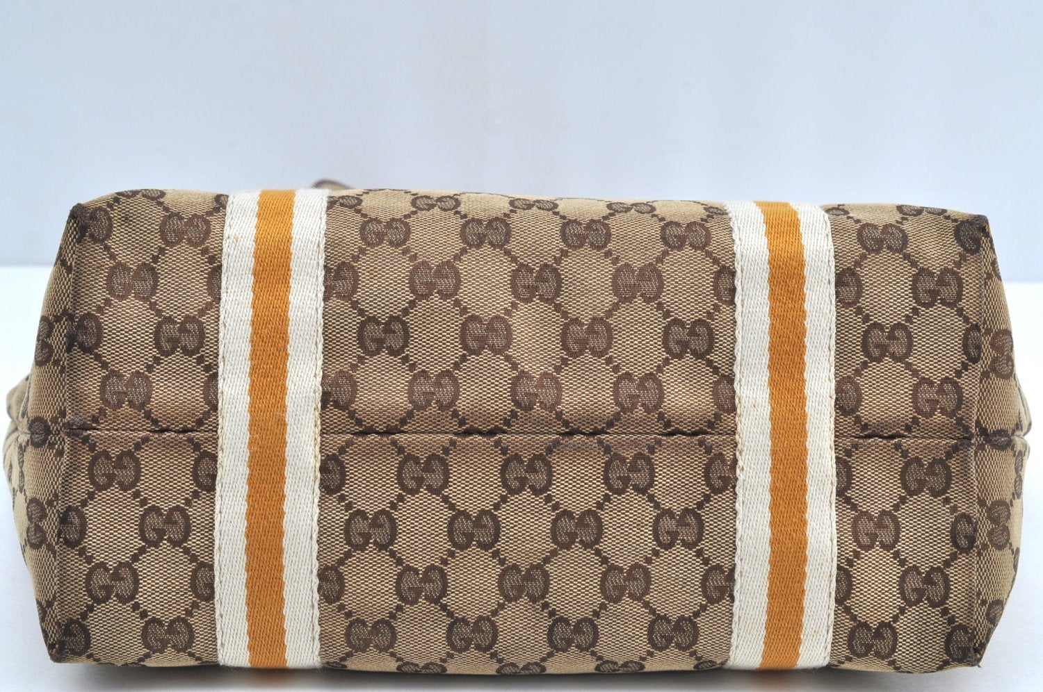 Authentic GUCCI Sherry Line Tote Bag GG Canvas Leather 137396 Brown 2000H
