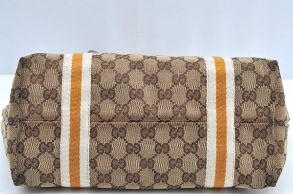 Authentic GUCCI Sherry Line Tote Bag GG Canvas Leather 137396 Brown 2000H