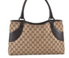 Authentic GUCCI Vintage Shoulder Tote Bag GG Canvas Leather 113015 Brown 2001K