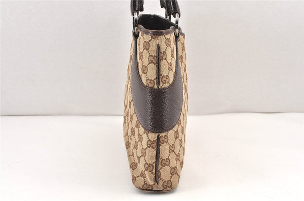 Authentic GUCCI Vintage Shoulder Tote Bag GG Canvas Leather 113015 Brown 2001K
