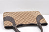 Authentic GUCCI Vintage Shoulder Tote Bag GG Canvas Leather 113015 Brown 2001K
