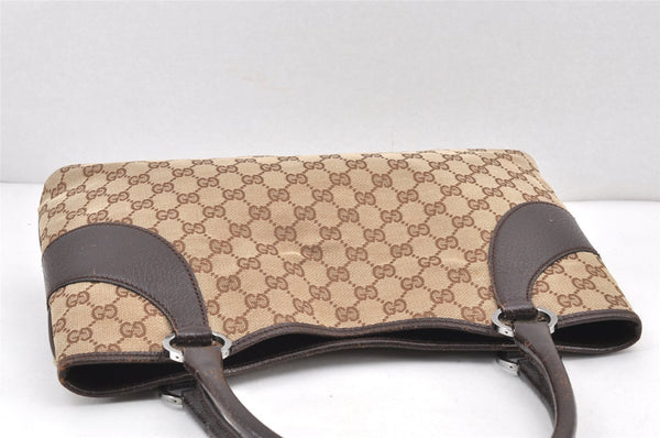 Authentic GUCCI Vintage Shoulder Tote Bag GG Canvas Leather 113015 Brown 2001K