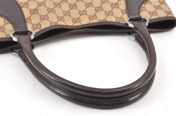 Authentic GUCCI Vintage Shoulder Tote Bag GG Canvas Leather 113015 Brown 2001K
