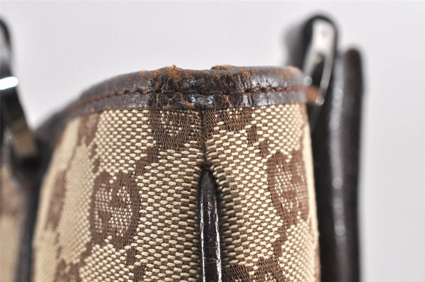 Authentic GUCCI Vintage Shoulder Tote Bag GG Canvas Leather 113015 Brown 2001K