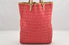 Authentic FENDI Vintage Zucchino Hand Tote Bag Purse Canvas Leather Pink 2002K