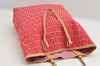 Authentic FENDI Vintage Zucchino Hand Tote Bag Purse Canvas Leather Pink 2002K