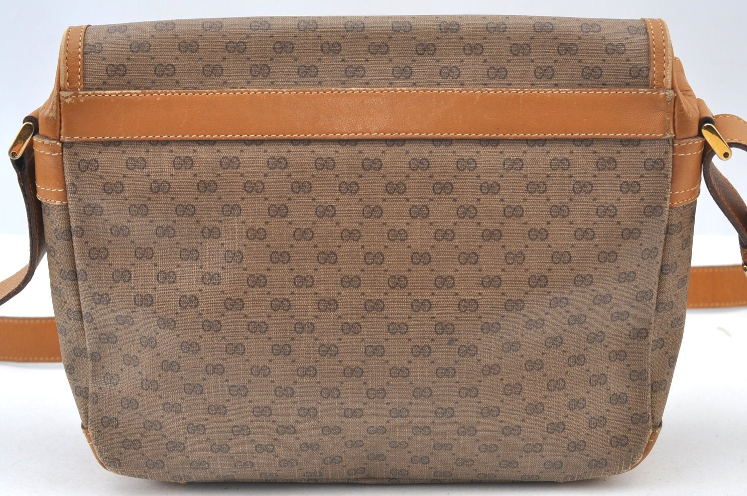 Authentic GUCCI Micro GG PVC Leather Shoulder Cross Body Bag Purse Brown 2003H