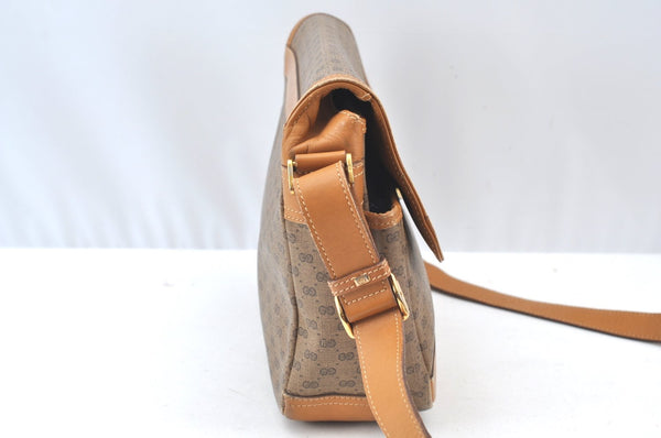 Authentic GUCCI Micro GG PVC Leather Shoulder Cross Body Bag Purse Brown 2003H