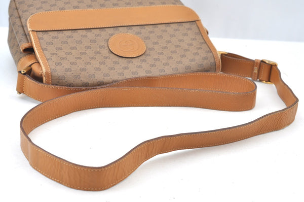 Authentic GUCCI Micro GG PVC Leather Shoulder Cross Body Bag Purse Brown 2003H
