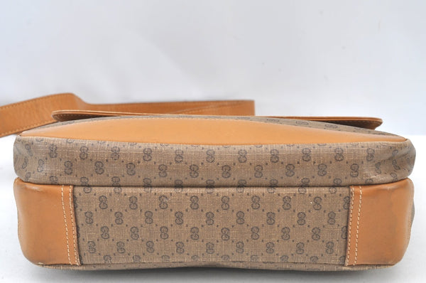 Authentic GUCCI Micro GG PVC Leather Shoulder Cross Body Bag Purse Brown 2003H