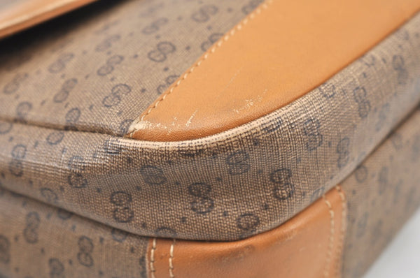 Authentic GUCCI Micro GG PVC Leather Shoulder Cross Body Bag Purse Brown 2003H