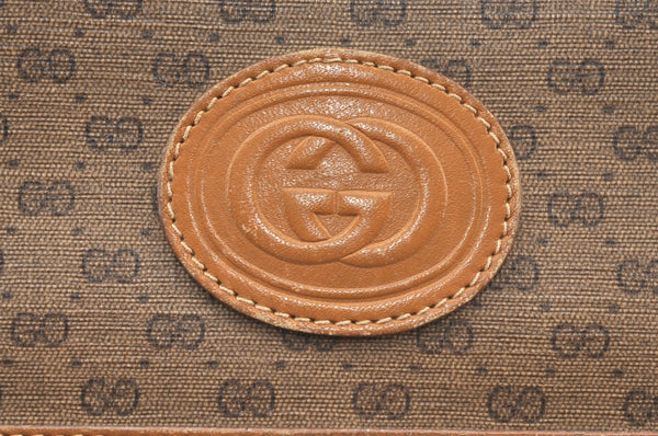 Authentic GUCCI Micro GG PVC Leather Shoulder Cross Body Bag Purse Brown 2003H