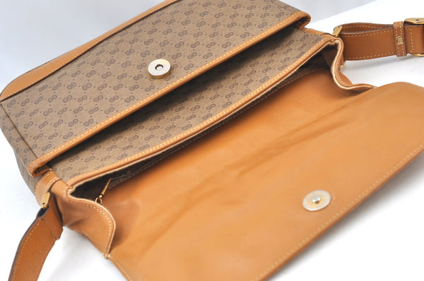 Authentic GUCCI Micro GG PVC Leather Shoulder Cross Body Bag Purse Brown 2003H
