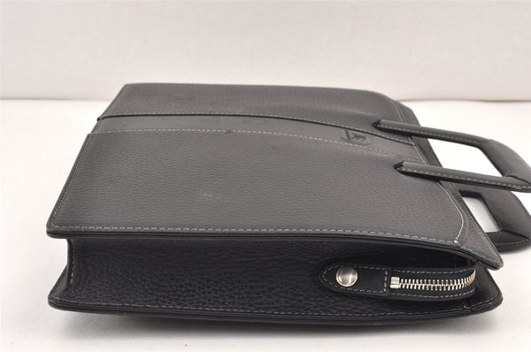 Authentic Burberrys Vintage Leather Business BriefCase Hand Bag Black 2003K