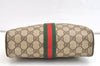 Authentic GUCCI Web Sherry Line Clutch Hand Bag Purse GG PVC Leather Brown 2004K