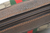 Authentic GUCCI Web Sherry Line Clutch Hand Bag Purse GG PVC Leather Brown 2004K