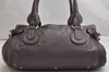 Authentic Chloe Vintage Paddington Leather Shoulder Hand Bag Purple 2007K