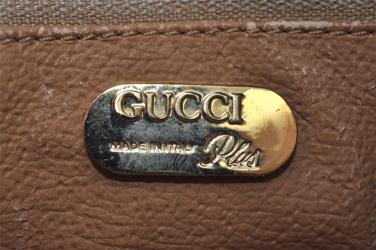 Authentic GUCCI GG Plus Shoulder Cross Body Bag PVC Leather Brown Junk 2011I