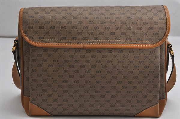 Authentic GUCCI Micro GG PVC Leather Shoulder Cross Body Bag Purse Brown 2011K