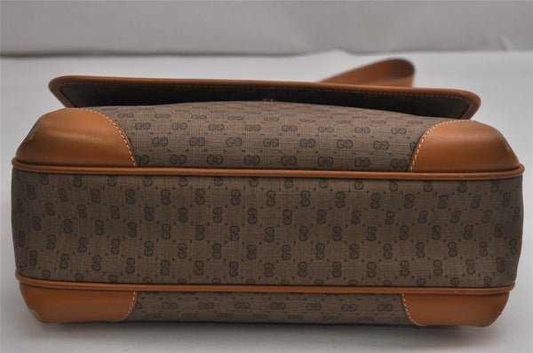 Authentic GUCCI Micro GG PVC Leather Shoulder Cross Body Bag Purse Brown 2011K