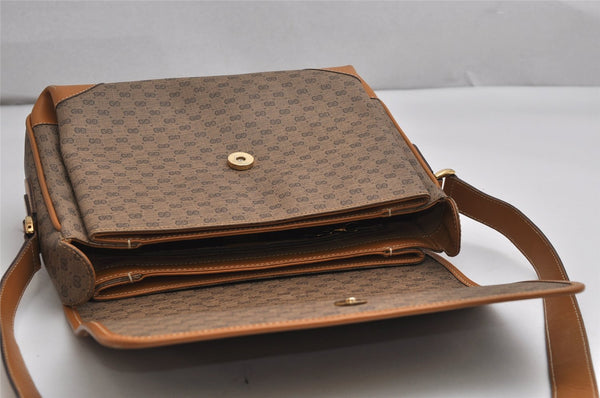 Authentic GUCCI Micro GG PVC Leather Shoulder Cross Body Bag Purse Brown 2011K