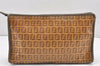 Authentic FENDI Vintage Zucchino Clutch Hand Bag Purse PVC Leather Brown 2013K