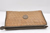 Authentic FENDI Vintage Zucchino Clutch Hand Bag Purse PVC Leather Brown 2013K