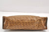 Authentic FENDI Vintage Zucchino Clutch Hand Bag Purse PVC Leather Brown 2013K