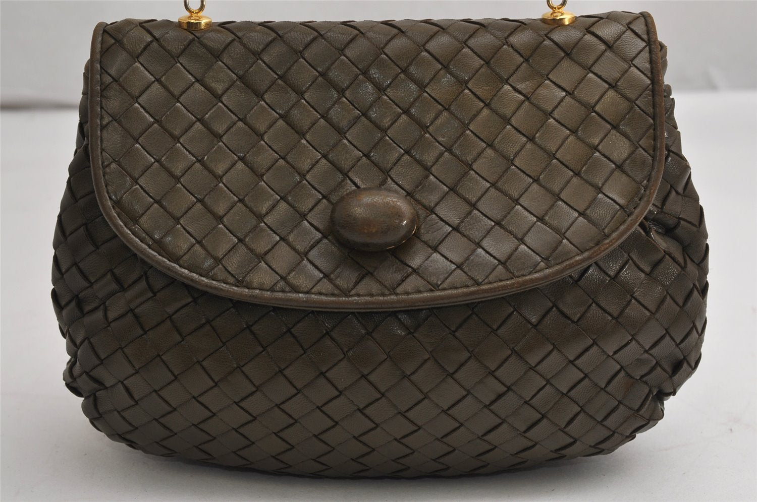 Authentic BOTTEGA VENETA Intrecciato Leather Hand Bag Khaki Green Junk 2022K