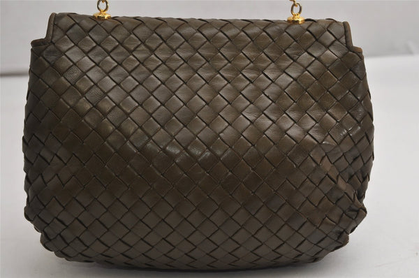 Authentic BOTTEGA VENETA Intrecciato Leather Hand Bag Khaki Green Junk 2022K