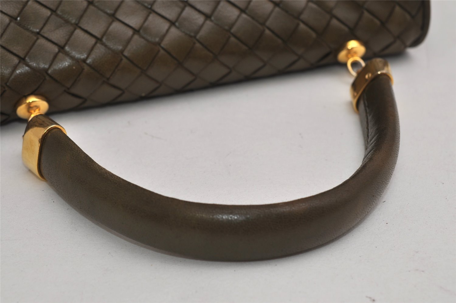 Authentic BOTTEGA VENETA Intrecciato Leather Hand Bag Khaki Green Junk 2022K