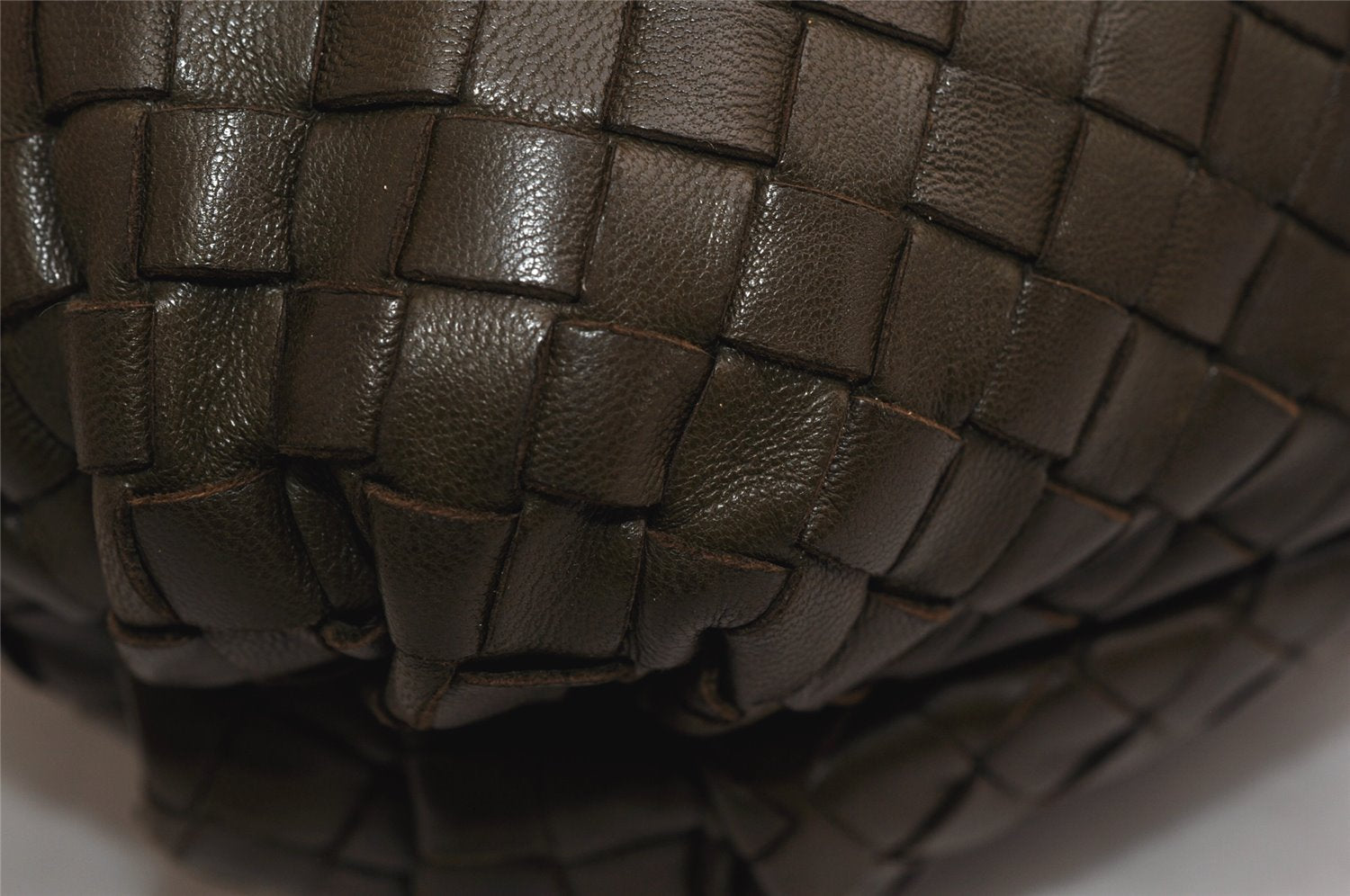 Authentic BOTTEGA VENETA Intrecciato Leather Hand Bag Khaki Green Junk 2022K