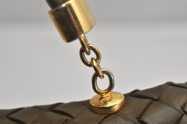 Authentic BOTTEGA VENETA Intrecciato Leather Hand Bag Khaki Green Junk 2022K