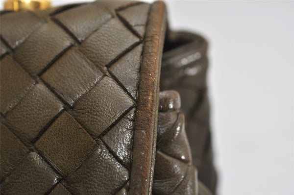 Authentic BOTTEGA VENETA Intrecciato Leather Hand Bag Khaki Green Junk 2022K