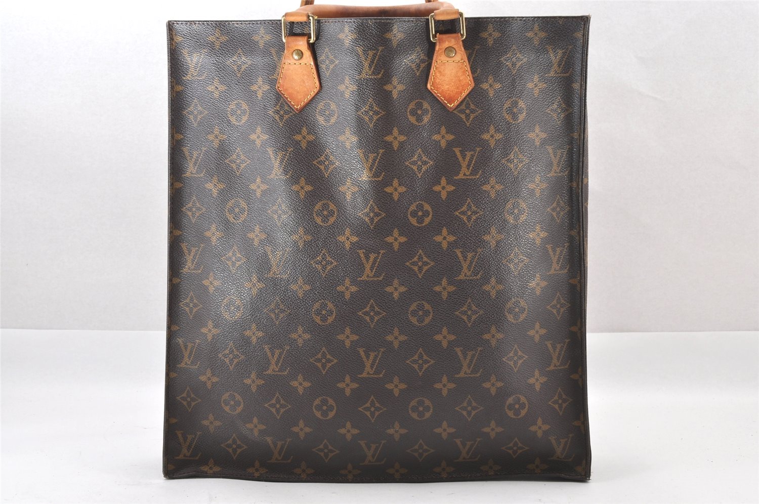 Authentic Louis Vuitton Monogram Sac Plat Hand Tote Bag M51140 Junk 2023J