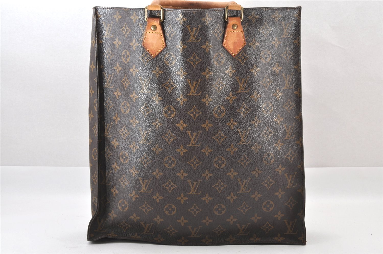 Authentic Louis Vuitton Monogram Sac Plat Hand Tote Bag M51140 Junk 2023J