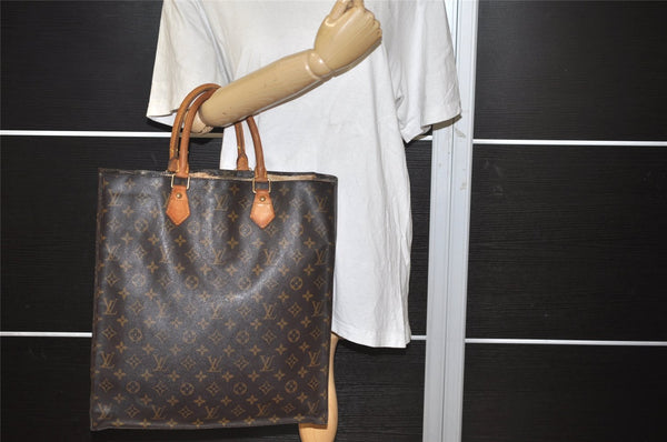 Authentic Louis Vuitton Monogram Sac Plat Hand Tote Bag M51140 Junk 2023J