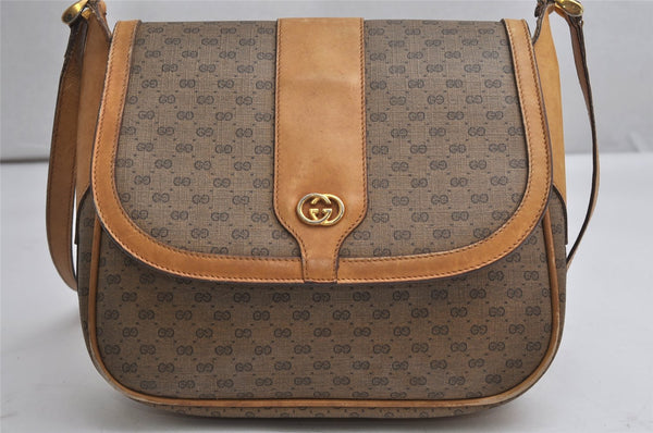 Authentic GUCCI Micro GG PVC Leather Shoulder Cross Body Bag Brown Junk 2026K