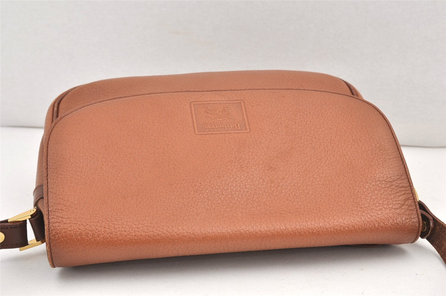 Authentic Burberrys Vintage Leather Shoulder Cross Body Bag Purse Brown 2027K