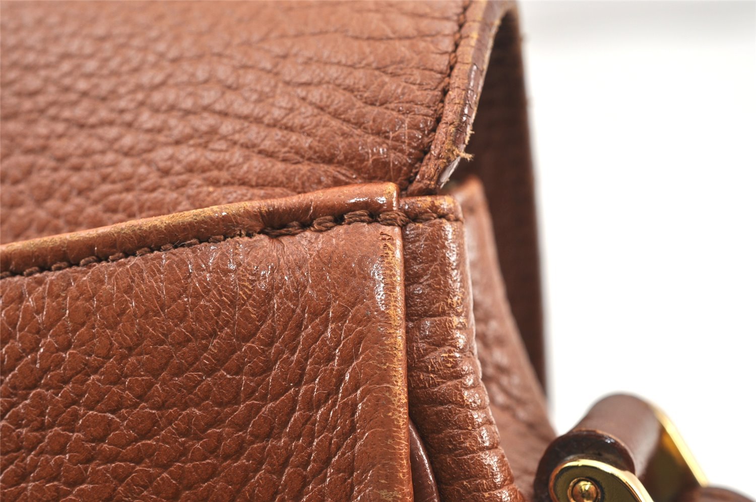 Authentic Burberrys Vintage Leather Shoulder Cross Body Bag Purse Brown 2027K