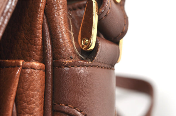 Authentic Burberrys Vintage Leather Shoulder Cross Body Bag Purse Brown 2027K