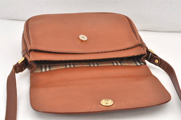 Authentic Burberrys Vintage Leather Shoulder Cross Body Bag Purse Brown 2027K